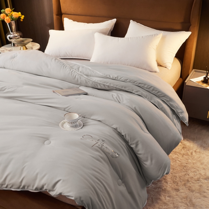 91家纺网 家纺一手货源 找家纺 慕尚 2022新款亲肤二合一大豆子母被镶钻款 大豆灰