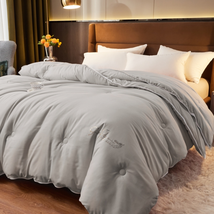 91家纺网 家纺一手货源 找家纺 慕尚 2022新款亲肤二合一大豆子母被镶钻款 大豆灰