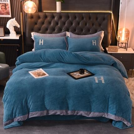 91家纺网 家纺一手货源 找家纺 （总）艾米家居 2021新款牛奶绒刺绣H款四件套