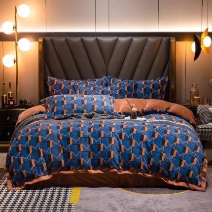 91家纺网 家纺一手货源 找家纺 芯贝儿轻奢风宽边加厚牛奶绒四件套法莱魔法宝宝绒被套字母熊-兰