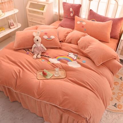 91家纺网 家纺一手货源 找家纺 （总）包小包2023新款独角兽高克重法莱绒牛奶绒三拼四件套