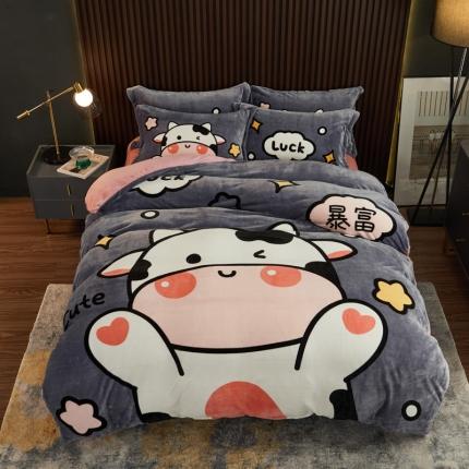 91家纺网 家纺一手货源 找家纺 （总）宅部落 2021新款牛奶绒法莱绒大版卡通四件套