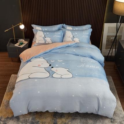 91家纺网 家纺一手货源 找家纺 （总）宅部落 2021新款牛奶绒法莱绒大版卡通四件套