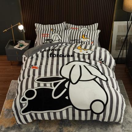 91家纺网 家纺一手货源 找家纺 （总）宅部落 2021新款牛奶绒法莱绒大版卡通四件套