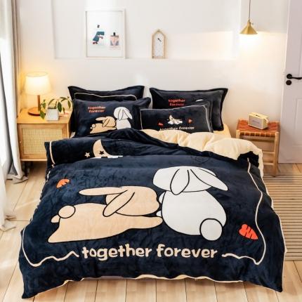 91家纺网 家纺一手货源 找家纺 （总）宅部落 2021新款牛奶绒法莱绒大版卡通四件套