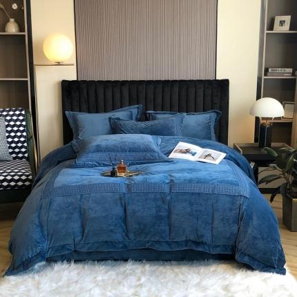 91家纺网 家纺一手货源 找家纺 （总）榻尚 2023新款柔肤绒花边款四件套遇见系列