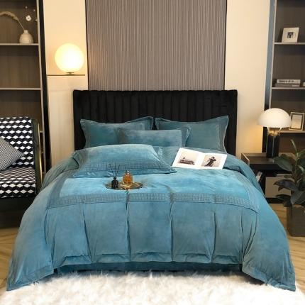 榻尚 2021新款柔肤绒花边款四件套遇见系列 绿