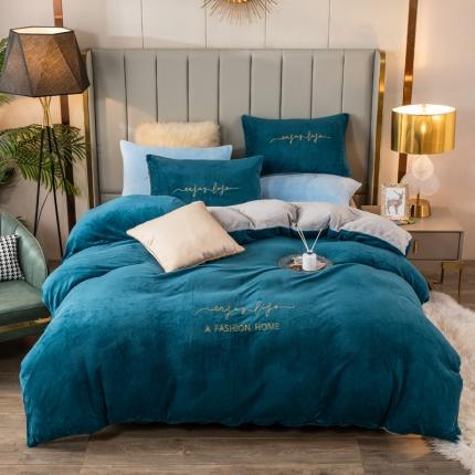 91家纺网 家纺一手货源 找家纺 （总）玉宇阁 2022年新加厚保暖牛奶绒四件套水晶法莱绒直播