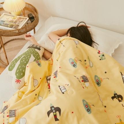 丽笙2021新款60SA类长绒棉驱蚊儿童夏被 海陆空总动员黄