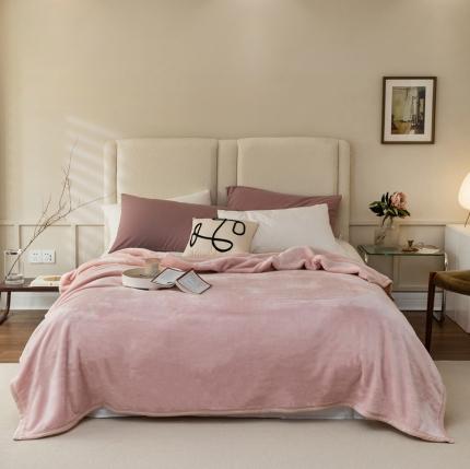 91家纺网 家纺一手货源 找家纺 寐眠2021新款法莱绒毛毯 浅粉