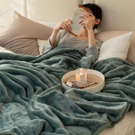寐眠2021新款法莱绒毛毯 抹茶绿