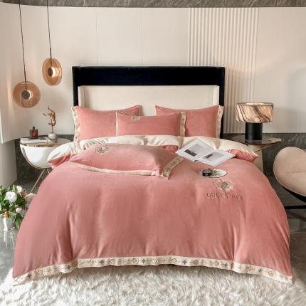 91家纺网 家纺一手货源 找家纺 （总）索飞特2021新款牛奶绒刺绣工艺款四件套-漫渡莎