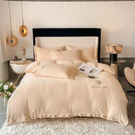 91家纺网 家纺一手货源 找家纺 （总）索飞特2021新款牛奶绒刺绣工艺款四件套-漫渡莎