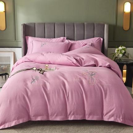 91家纺网 家纺一手货源 找家纺 惠居家 全棉磨毛绣花四件套 怡香系列 粉