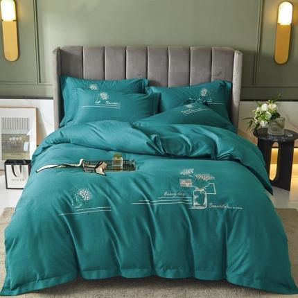 91家纺网 家纺一手货源 找家纺 惠居家 全棉磨毛绣花四件套 怡香系列 草绿