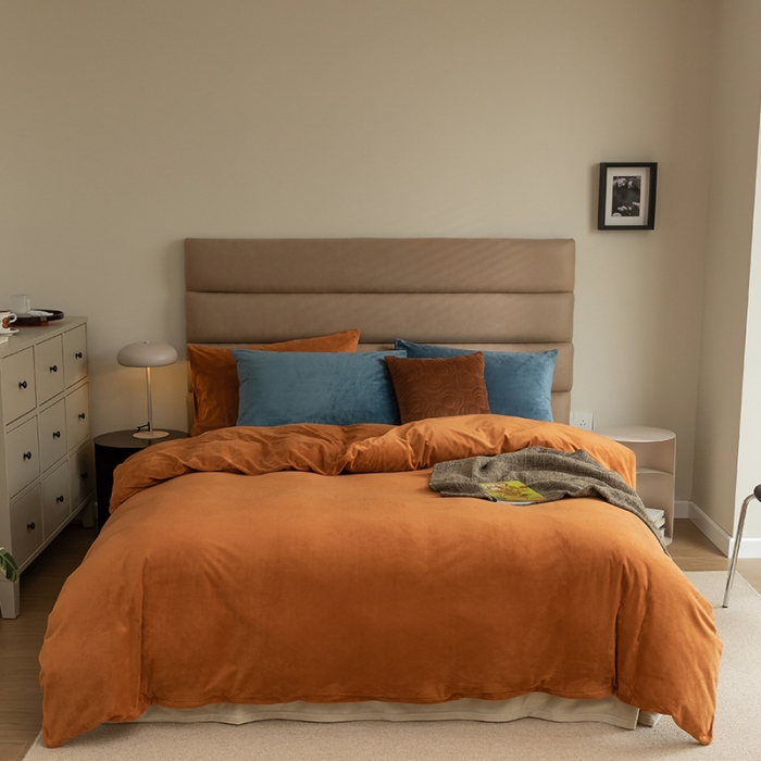 91家纺网 家纺一手货源 找家纺 寐眠2021新款天鹅绒被套 焦糖纯色