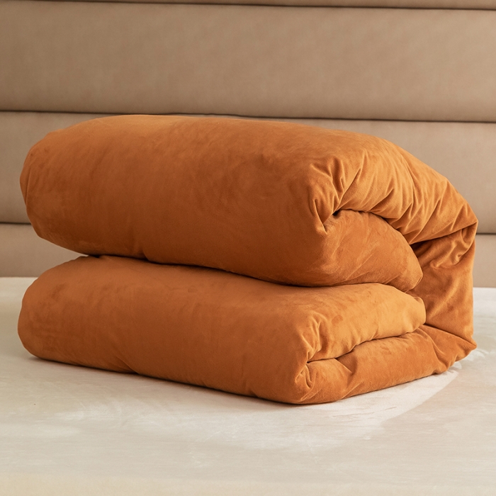 91家纺网 家纺一手货源 找家纺 寐眠2021新款天鹅绒被套 焦糖纯色