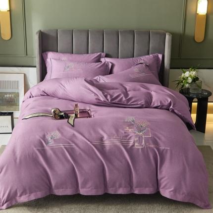 91家纺网 家纺一手货源 找家纺 惠居家 全棉磨毛绣花四件套 怡香系列 紫