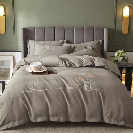 91家纺网 家纺一手货源 找家纺 惠居家 全棉磨毛绣花四件套 怡香系列 驼