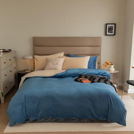 寐眠2021新款天鹅绒被套 雾蓝+奶茶