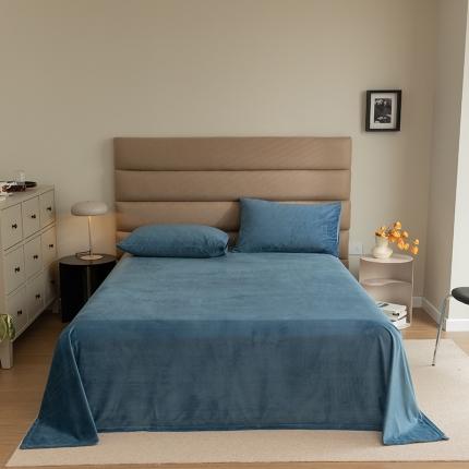 91家纺网 家纺一手货源 找家纺 寐眠2021新款天鹅绒床单 雾蓝纯色