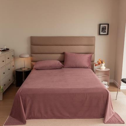 寐眠2021新款天鹅绒床单 藕粉纯色