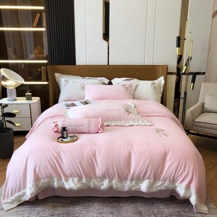 馨蕊家居 2021秋冬轻奢煦暖绒系列新品 美人鱼-初夏粉