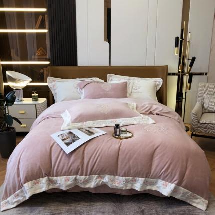 馨蕊家居 2021秋冬轻奢煦暖绒系列新品 梦露-豆蔻粉