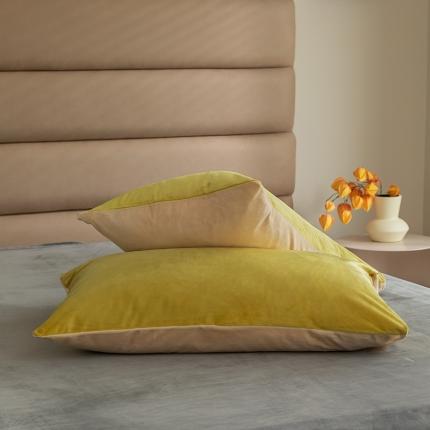 寐眠2021新款天鹅绒枕套48*74cm一对 姜黄+奶茶