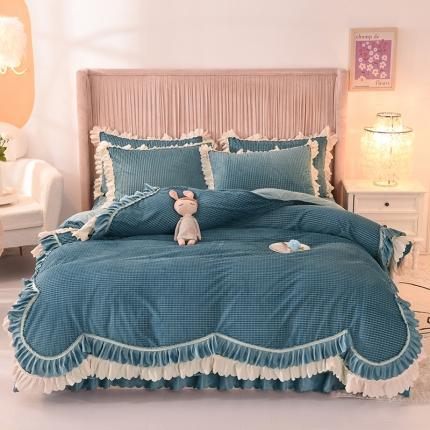 91家纺网 家纺一手货源 找家纺 （总）芭比蔓 2022新款韩版玉米粒绒四件套系列