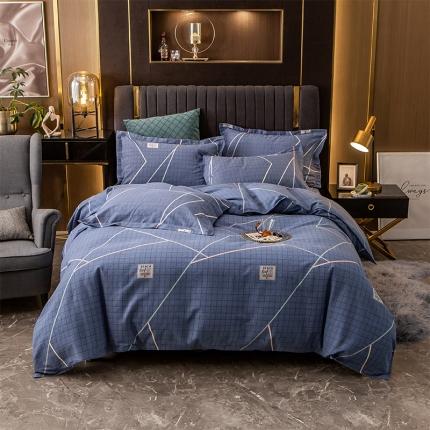 91家纺网 家纺一手货源 找家纺 凯磊 2021新款.加厚磨毛四件套 卡地亚-蓝