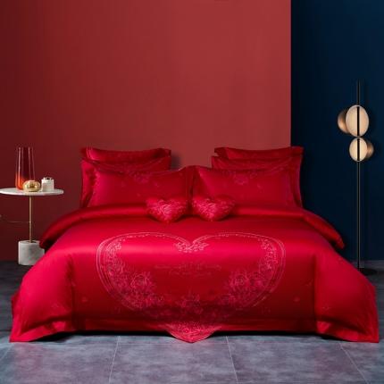 91家纺网 家纺一手货源 找家纺 （总）高大尚 2021新款60支长绒棉婚庆多件套-爱上西雅图