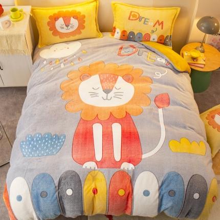 91家纺网 家纺一手货源 找家纺 塔塔家居 2025新款雪花绒大版卡通四件套 森林王子