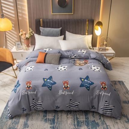 91家纺网 家纺一手货源 找家纺 凯磊 2021新款.加厚磨毛单被套 小熊吉米