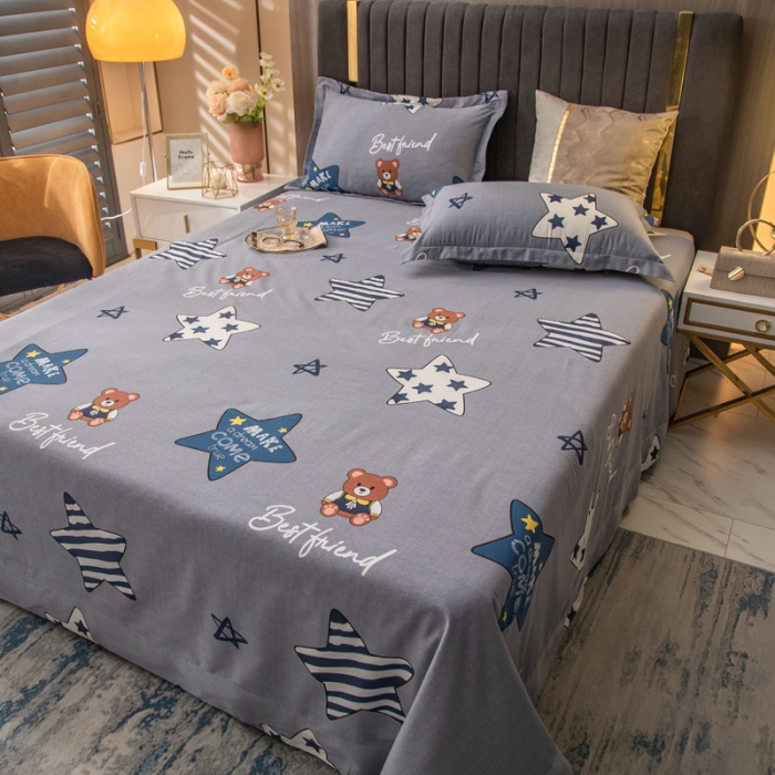 91家纺网 家纺一手货源 找家纺 凯磊 2021新款.加厚磨毛单床单小熊吉米