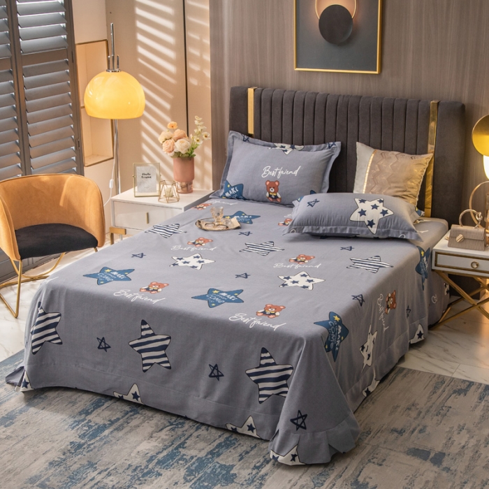 91家纺网 家纺一手货源 找家纺 凯磊 2021新款.加厚磨毛单床单小熊吉米