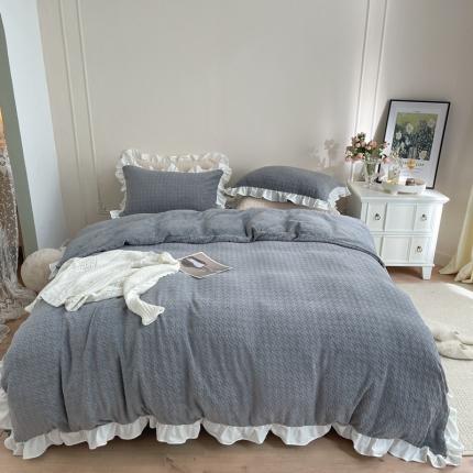 91家纺网 家纺一手货源 找家纺 FORTWO 2022新款230克全消光牛奶绒四件套芝士-灰