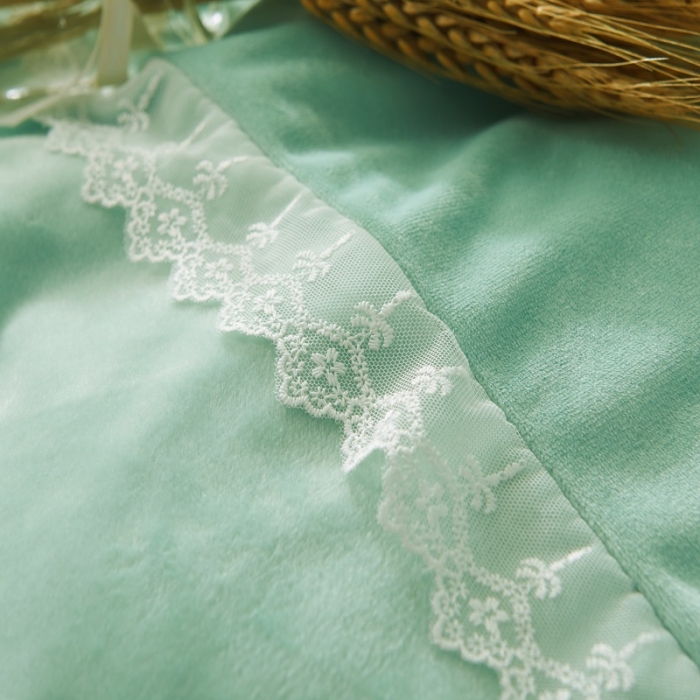 91家纺网 家纺一手货源 找家纺 青竹苑 2021新款婴儿宝宝绒牛奶绒贴布绣花四件套可爱象水绿