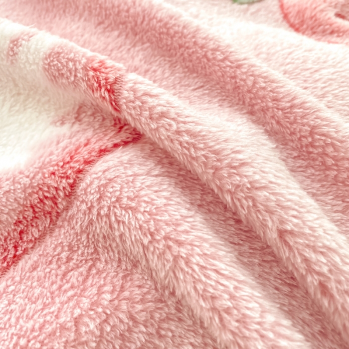 91家纺网 家纺一手货源 找家纺 川悦生活 2021新款立体雪花绒四件套直播供货 小草莓粉