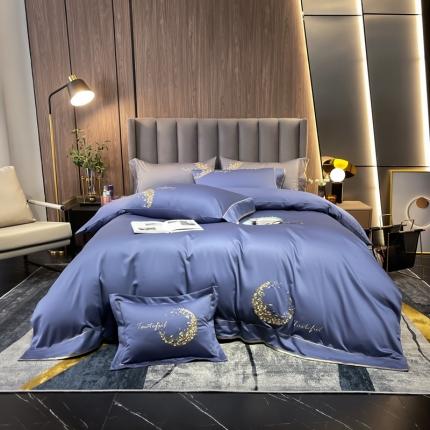 91家纺网 家纺一手货源 找家纺 （总）凯磊家纺2021新款高支高密.澳棉刺绣四件套-星月系列