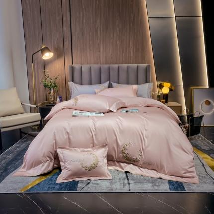 91家纺网 家纺一手货源 找家纺 （总）凯磊家纺2021新款高支高密.澳棉刺绣四件套-星月系列