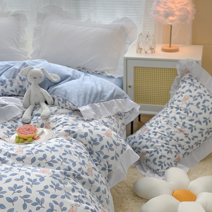 91家纺网 家纺一手货源 找家纺 （总）曼之夏 2022新款全棉花边款床裙四件套