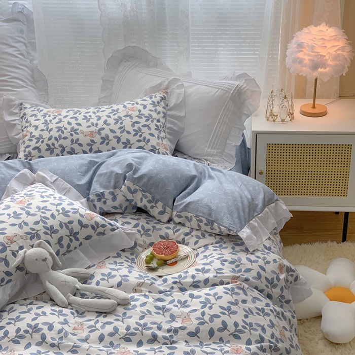 91家纺网 家纺一手货源 找家纺 （总）曼之夏 2022新款全棉花边款床裙四件套