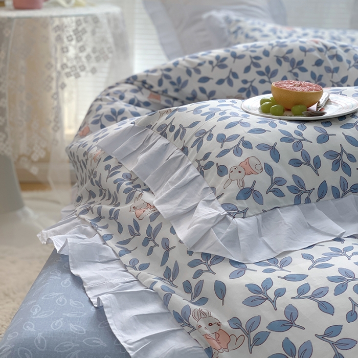 91家纺网 家纺一手货源 找家纺 （总）曼之夏 2022新款全棉花边款床裙四件套