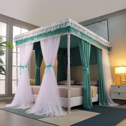 91家纺网 家纺一手货源 找家纺 艾晶美家纺 2021新款公主双杆落地双层床幔蚊帐 翠绿