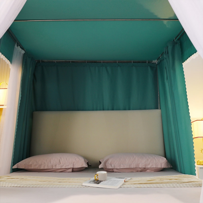91家纺网 家纺一手货源 找家纺 艾晶美家纺 2021新款公主双杆落地双层床幔蚊帐 翠绿