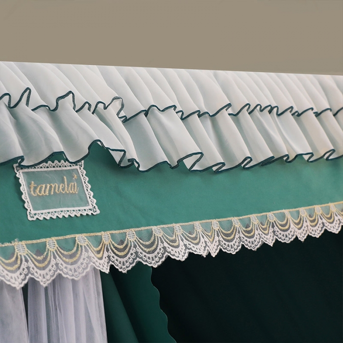 91家纺网 家纺一手货源 找家纺 艾晶美家纺 2021新款公主双杆落地双层床幔蚊帐 翠绿