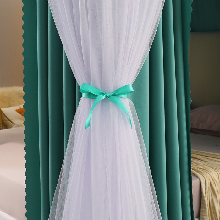 91家纺网 家纺一手货源 找家纺 艾晶美家纺 2021新款公主双杆落地双层床幔蚊帐 翠绿