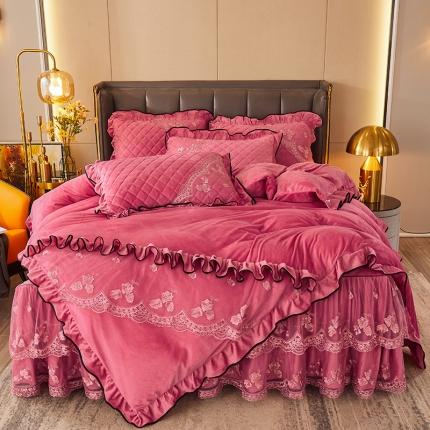 91家纺网 家纺一手货源 找家纺 （总）瑞宝2025新款轻奢水晶绒床裙四件套