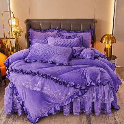 91家纺网 家纺一手货源 找家纺 （总）瑞宝2025新款轻奢水晶绒床裙四件套